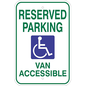 Handicap Parking Sign Handicap Reserved Parking Van Accessible 12X18 Aluminum 