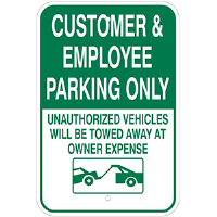 Aluminum Customer & Employees Parking Only Sign