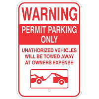 Aluminum 12" x 18" Permit Parking Only Sign