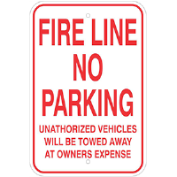 Aluminum 12"x 18" Fire Lane No Parking Sign