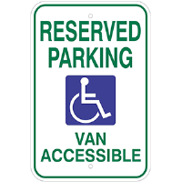 12"x 18" Reserved Parking, Handicap Van Accessible Sign